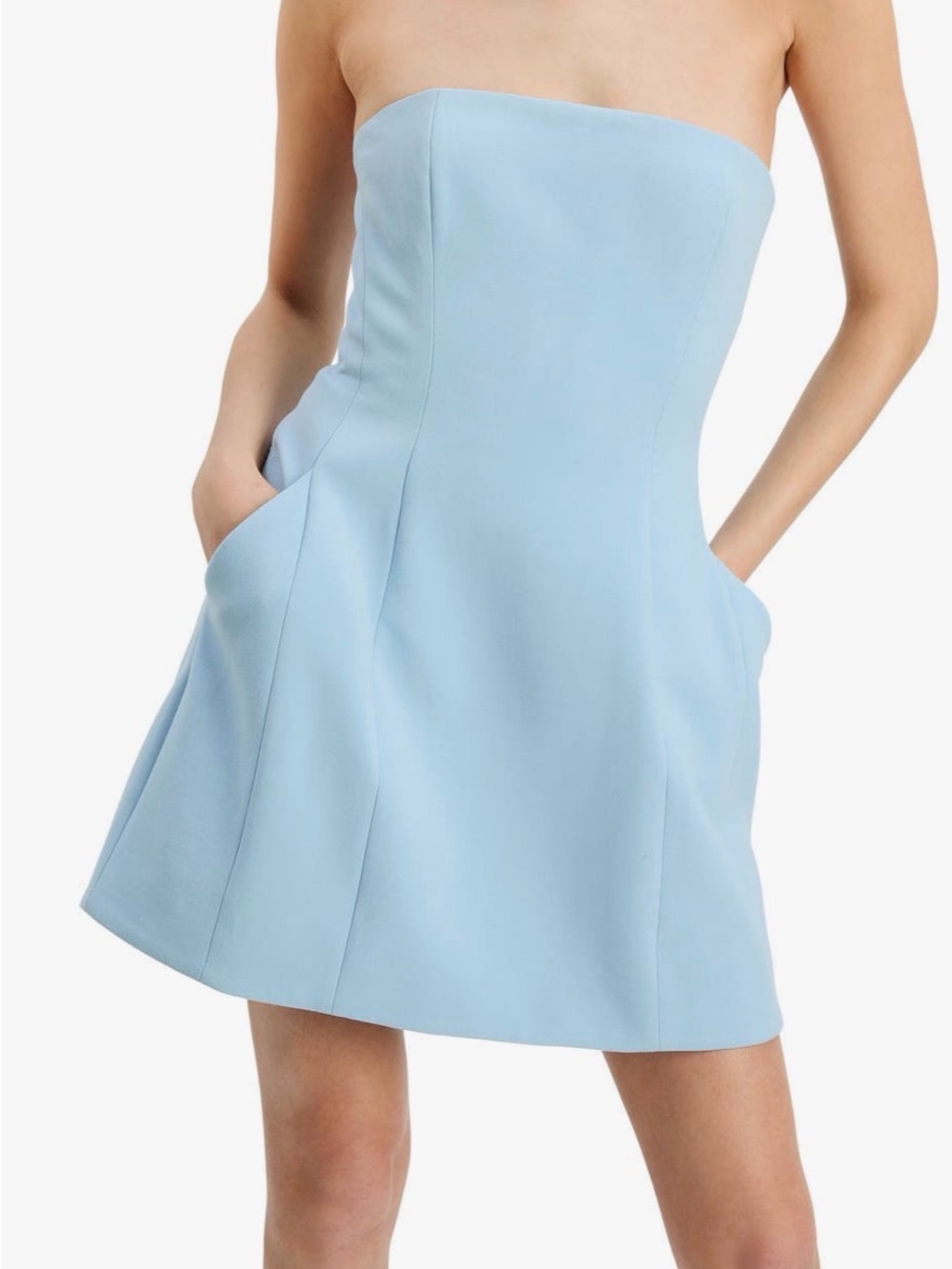 Bardot Karoline Strapless Pastel Blue Balloon Mini Dress